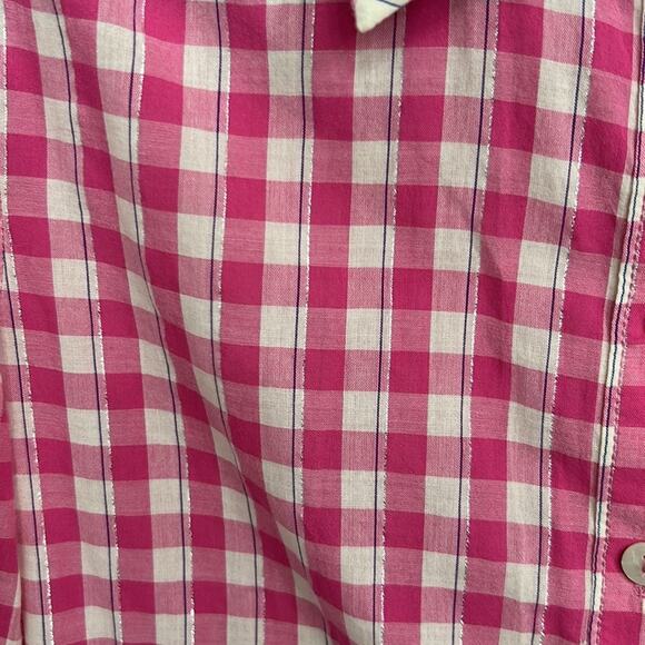Anthropologie Pilcro Deb Shimmer Gingham Ombre Button Front Relaxed Shirt Small - Picture 3 of 13